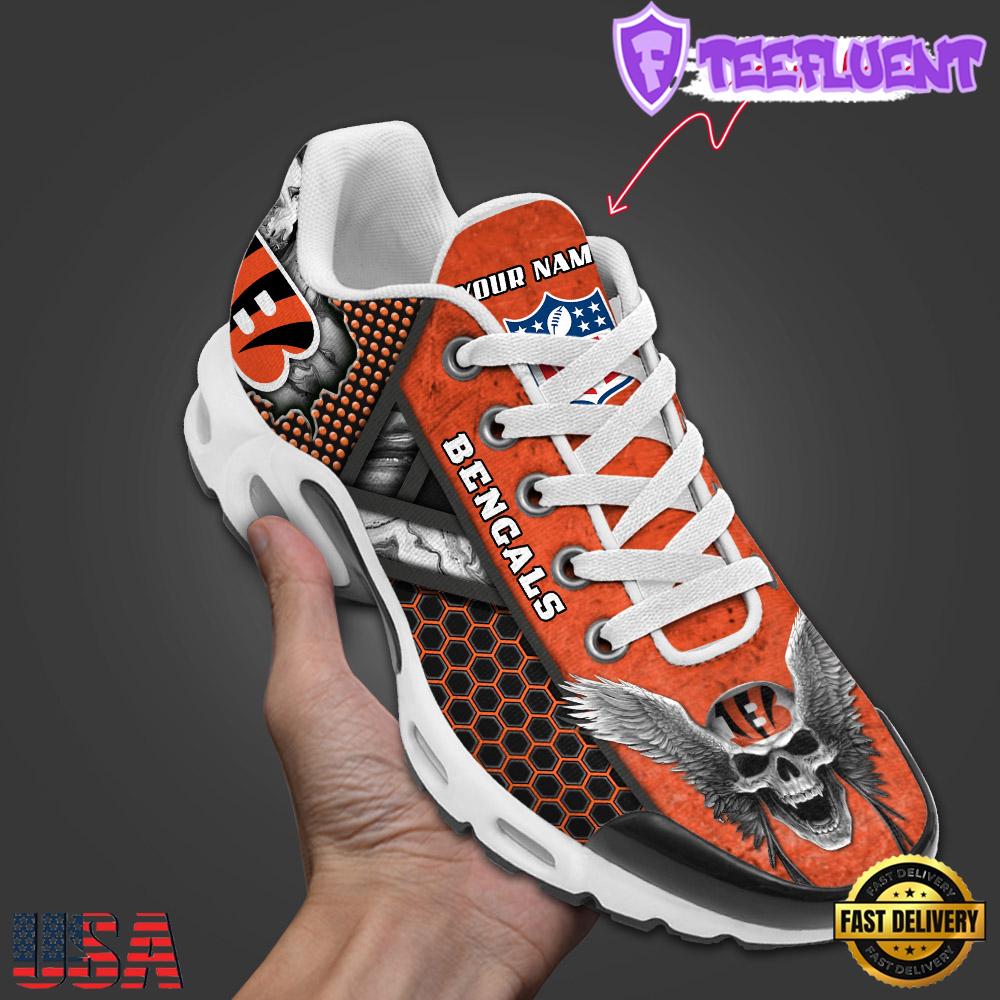 Custom Name NFL Cincinnati Bengals Skull Air Max Plus Shoes