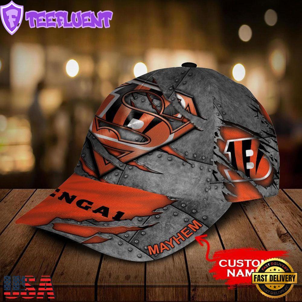Custom Name NFL Cincinnati Bengals Superman All Over Print 3D Classic Cap