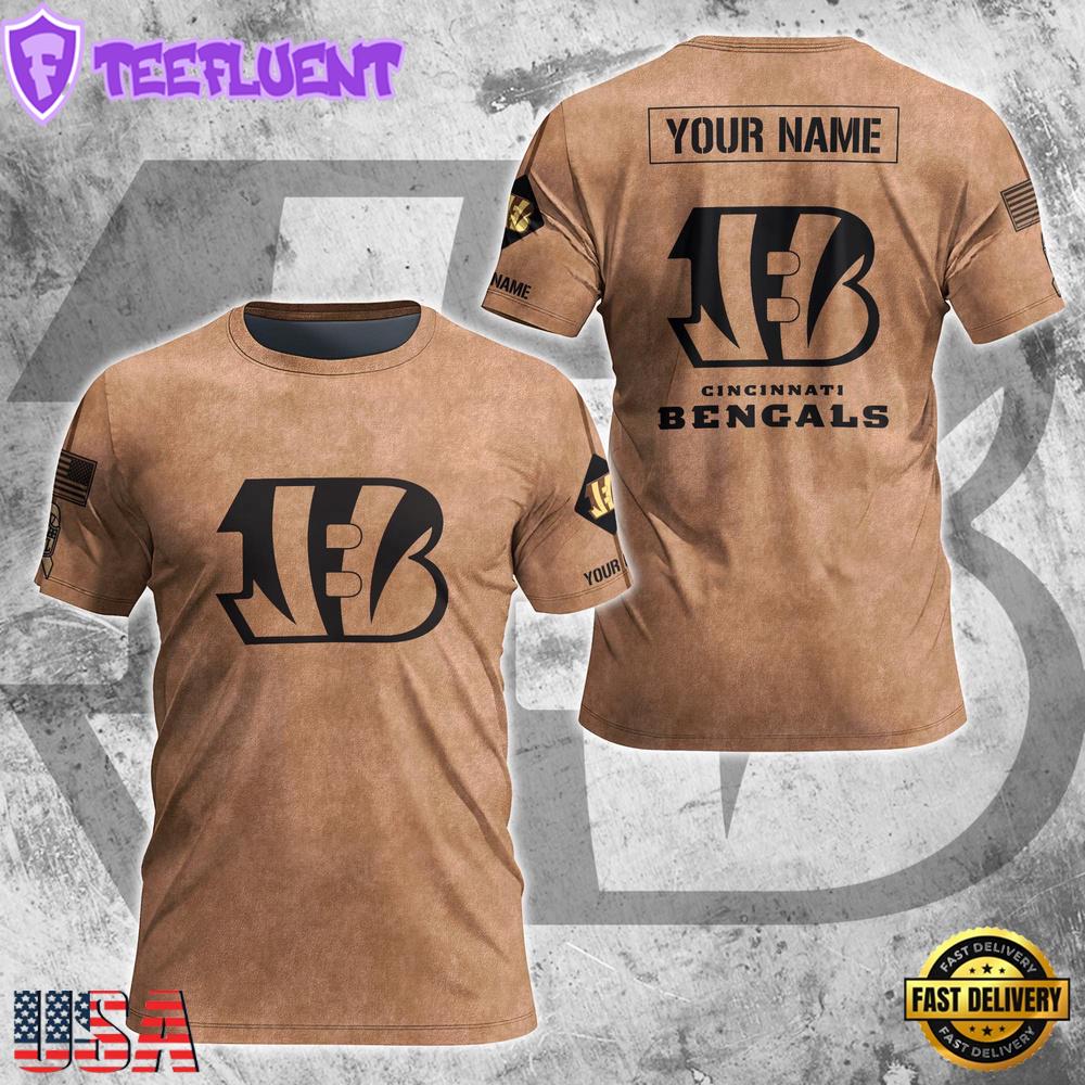 Custom Name NFL Cincinnati Bengals Team Football 3D T-Shirt