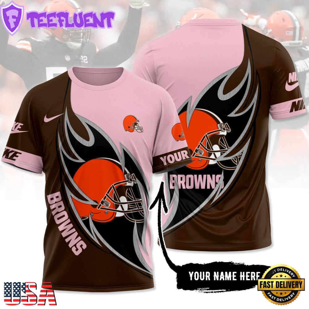 Custom Name NFL Cleveland Browns All Over Print T-Shirt For Fans