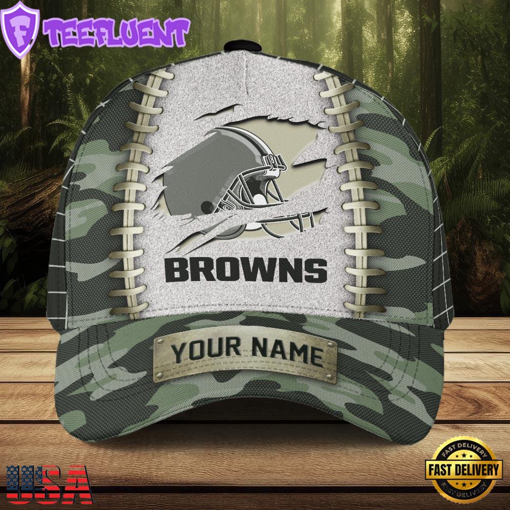 Custom Name NFL Cleveland Browns Camo Hunting Classic Cap For Fans