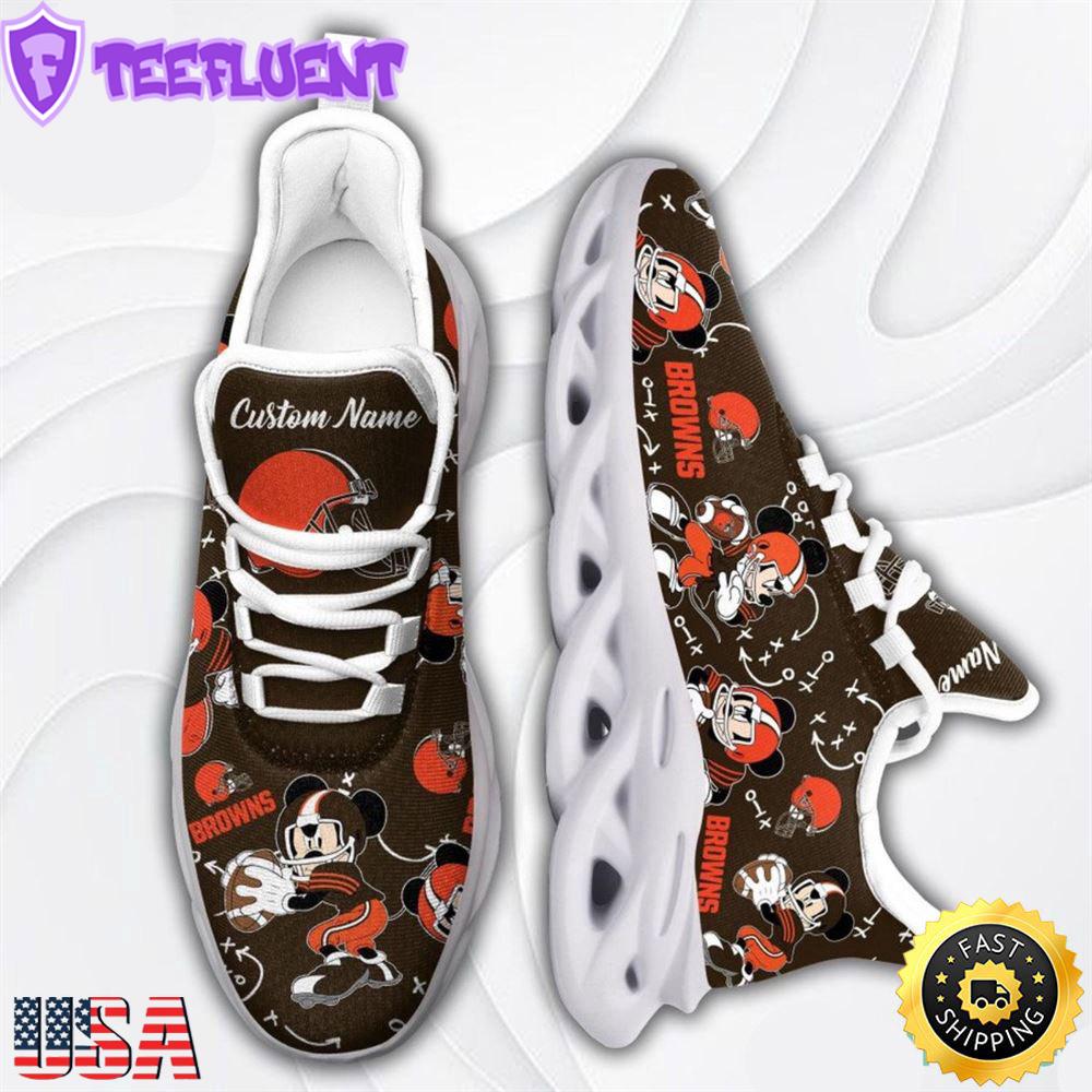 Custom Name NFL Cleveland Browns Mickey Mouse Max Soul Shoes