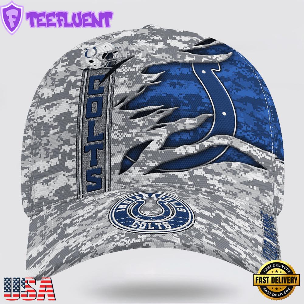 Custom Name NFL Colts Camo US Classic Baseball Cap
