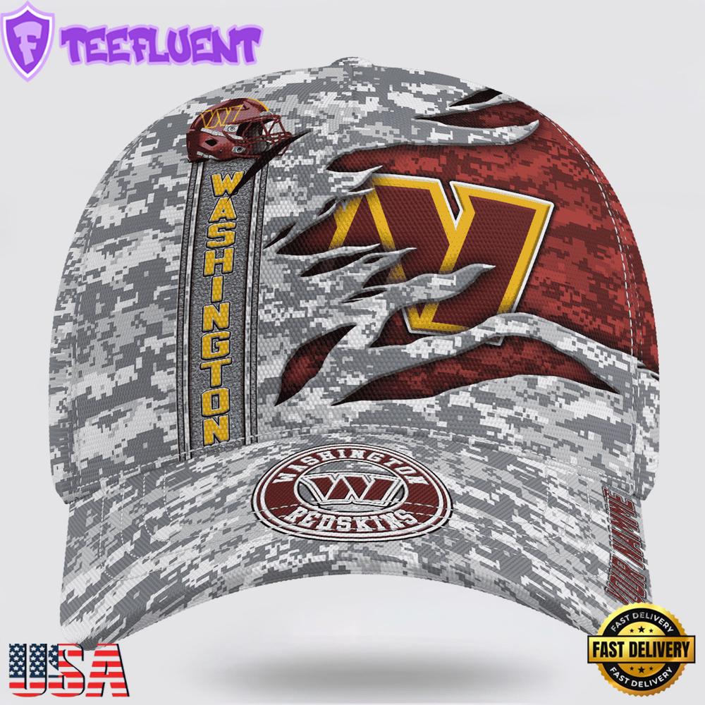 Custom Name NFL Commanders Camo US Classic Baseball Cap