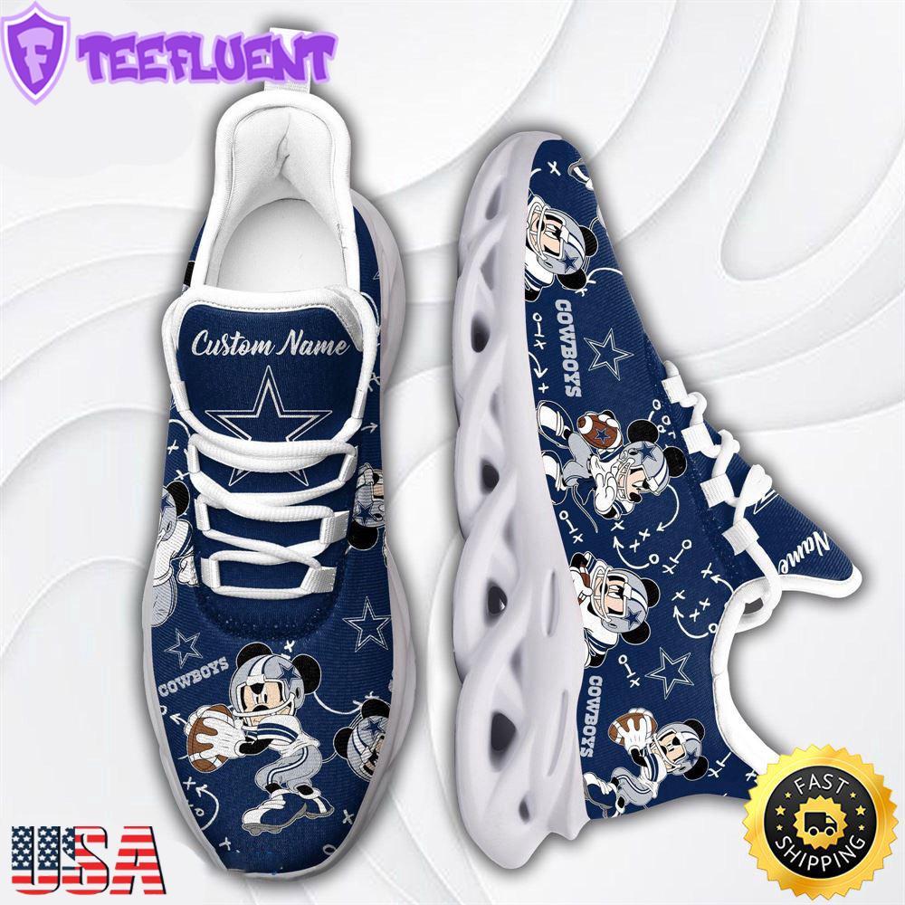 Custom Name NFL Dallas Cowboys Mickey Mouse Max Soul Shoes