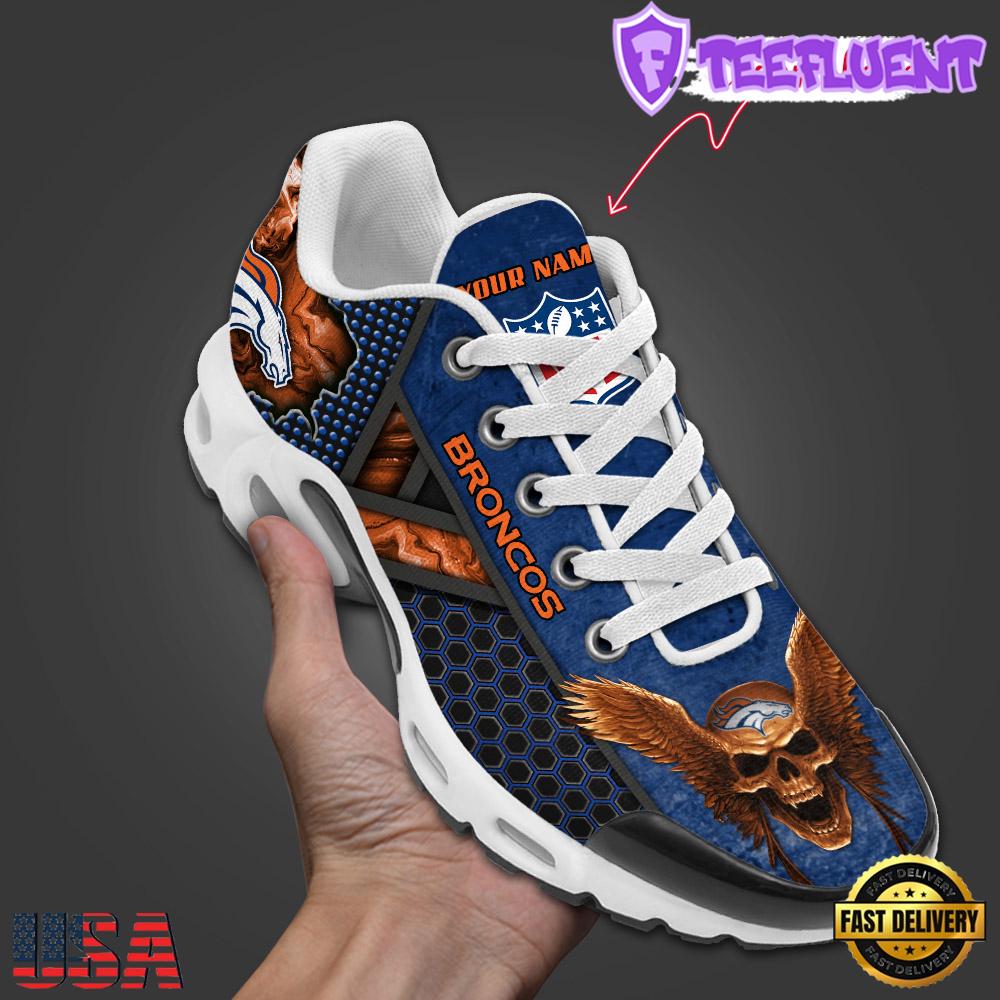 Custom Name NFL Denver Broncos Skull Air Max Plus Shoes
