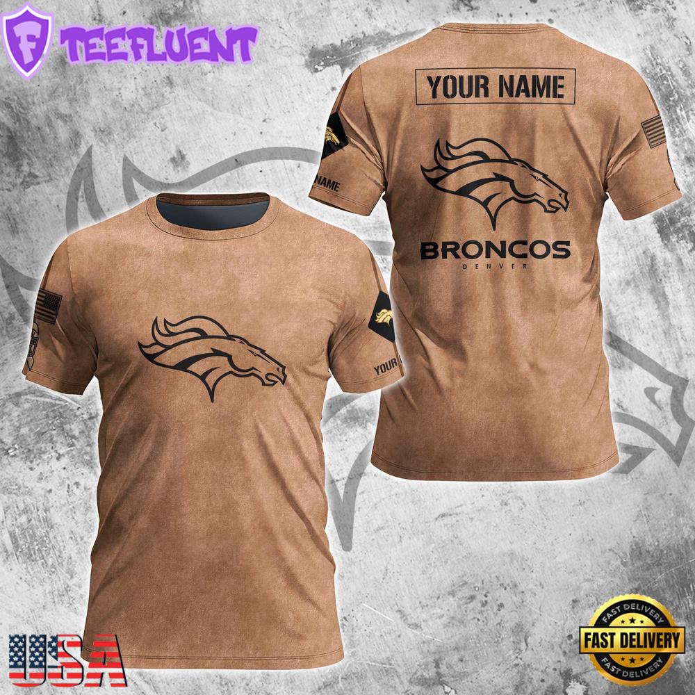 Custom Name NFL Denver Broncos Team Football 3D T-Shirt