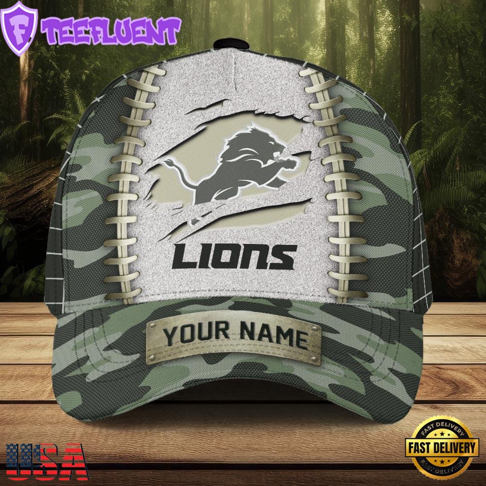 Custom Name NFL Detroit Lions Camo Hunting Classic Cap For Fans