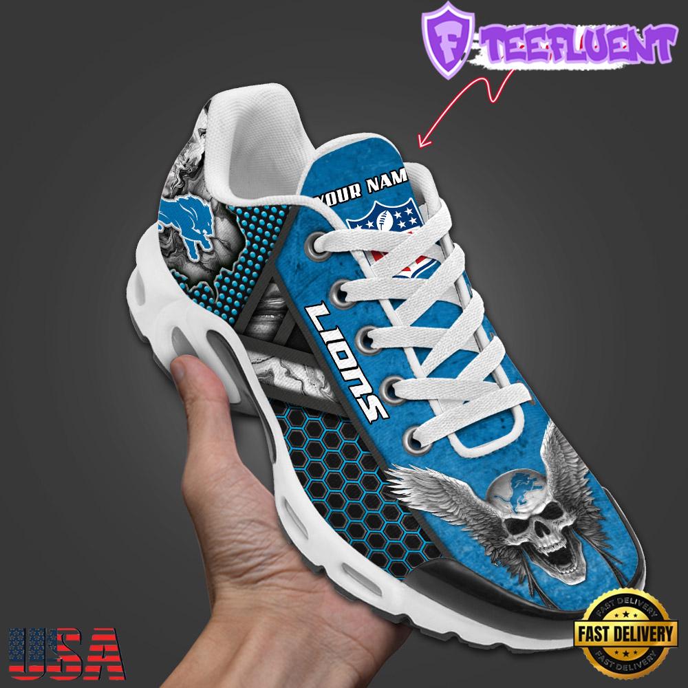 Custom Name NFL Detroit Lions Skull Air Max Plus Shoes