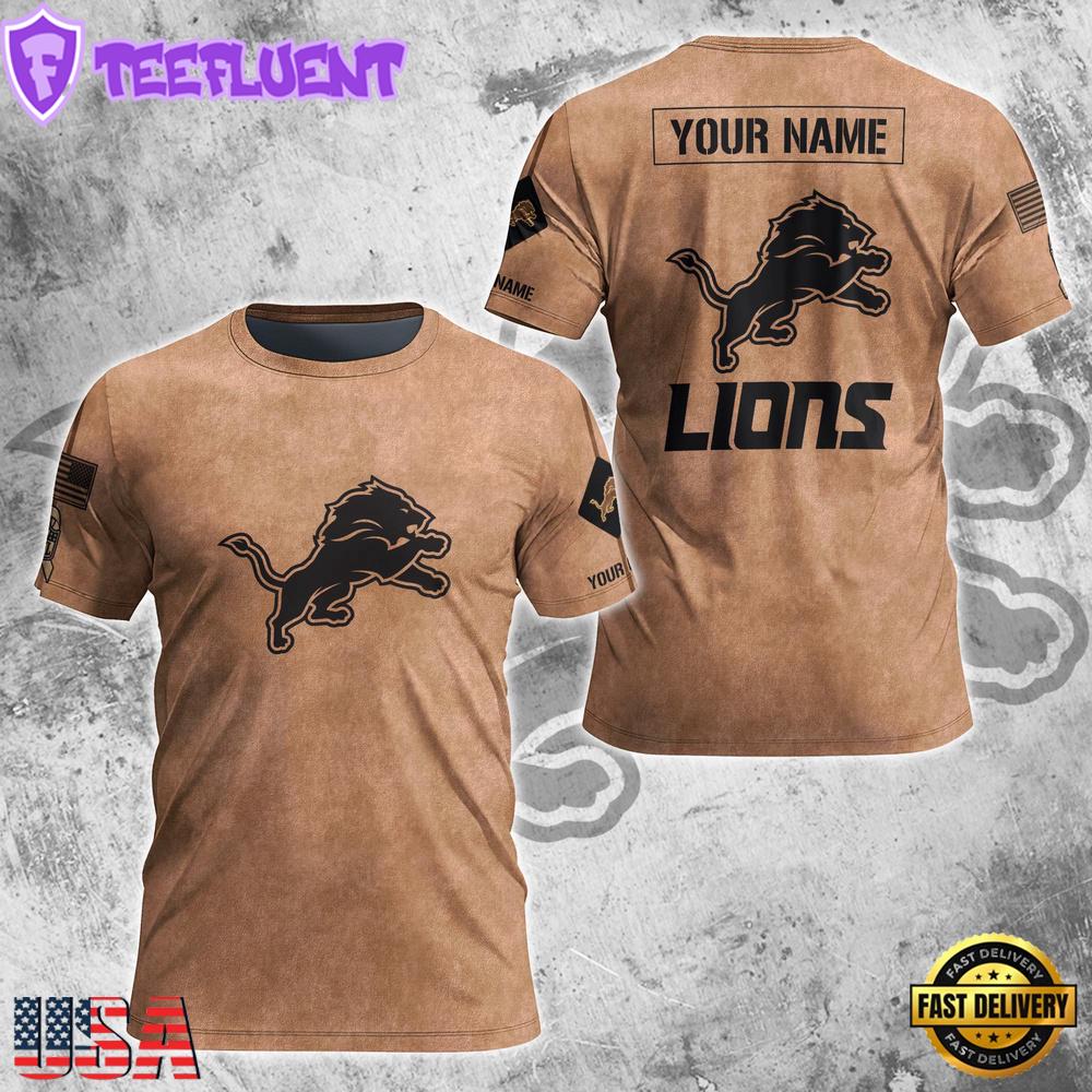 Custom Name NFL Detroit Lions Team Football 3D T-Shirt