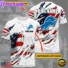 Custom Name NFL Detroit Lions US Flag All Over Print T-Shirt