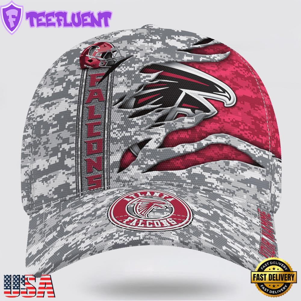 Custom Name NFL Falcons Camo US Classic Baseball Cap