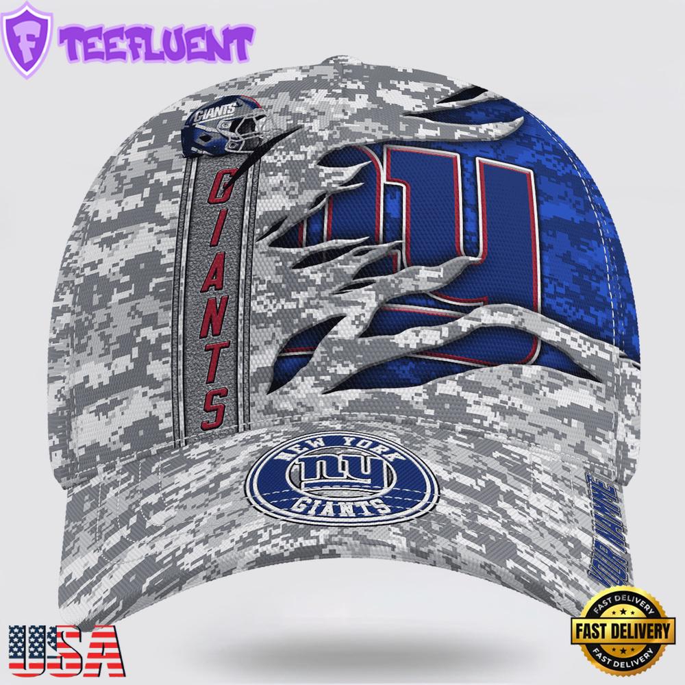 Custom Name NFL Giants Camo US Classic Baseball Cap