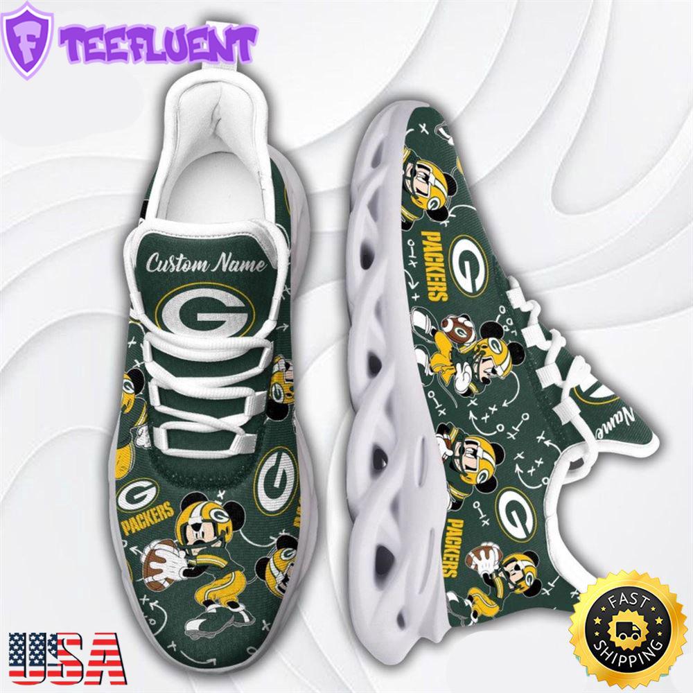 Custom Name NFL Green Bay Packers Mickey Mouse Max Soul Shoes
