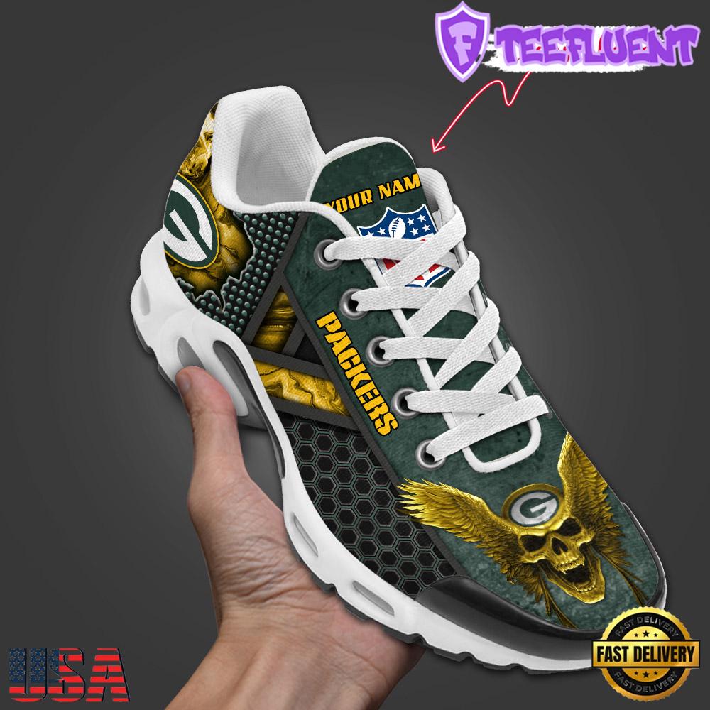Custom Name NFL Green Bay Packers Skull Air Max Plus Shoes