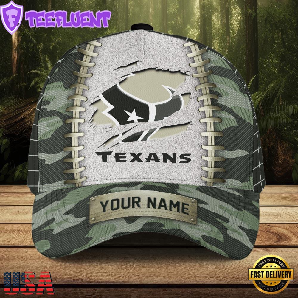 Custom Name NFL Houston Texans Camo Hunting Classic Cap For Fans