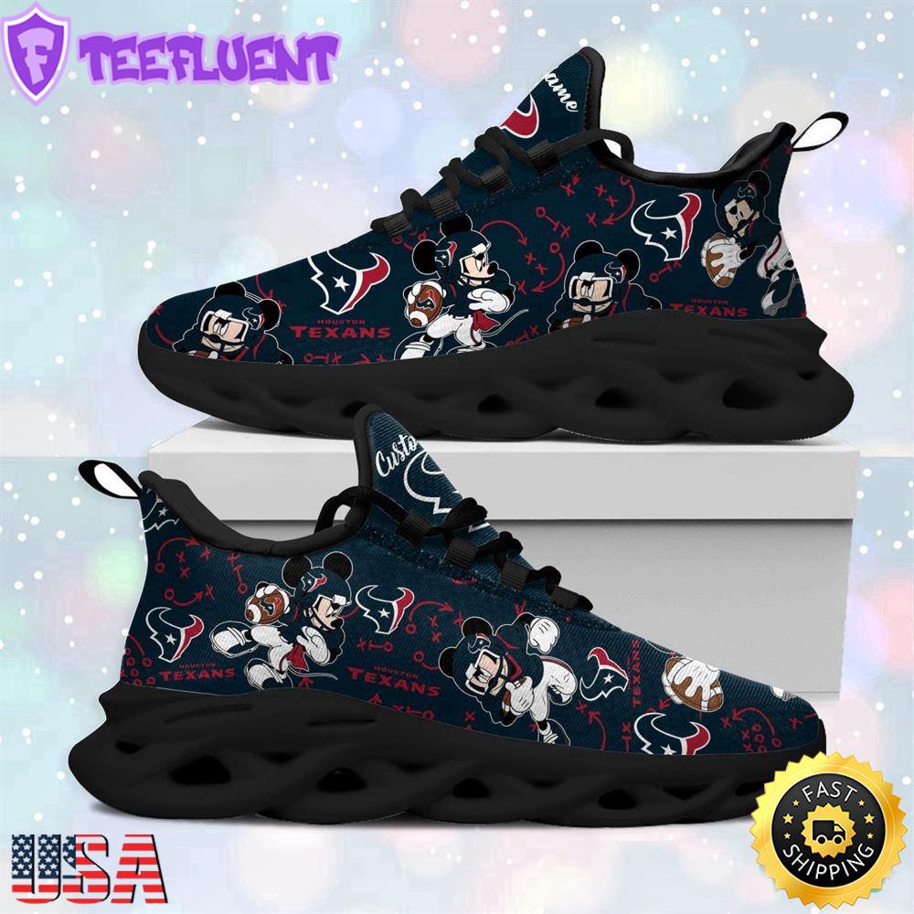 Custom Name NFL Houston Texans Mickey Mouse Max Soul Shoes