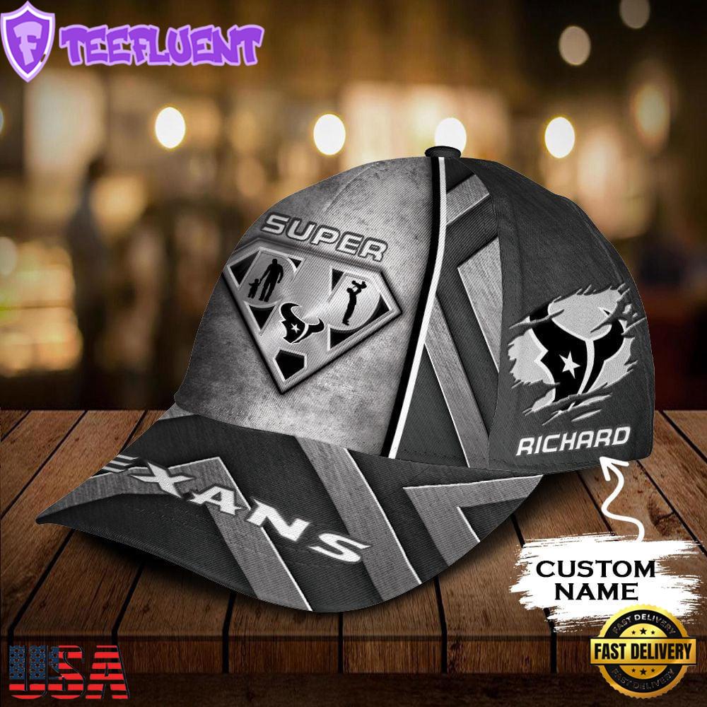 Custom Name NFL Houston Texans Superman Dad All Over Print 3D Classic Cap