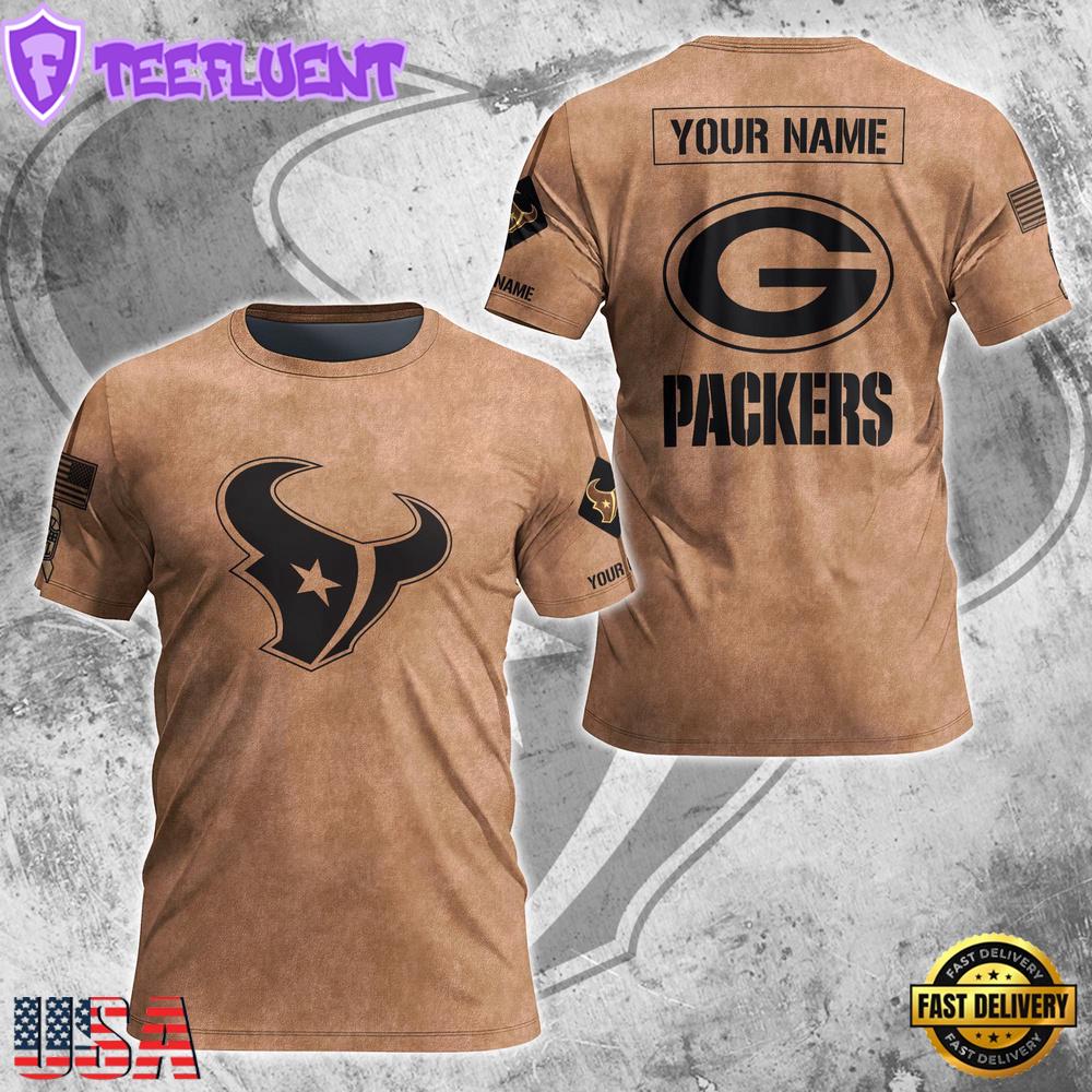Custom Name NFL Houston Texans Team Football 3D T-Shirt