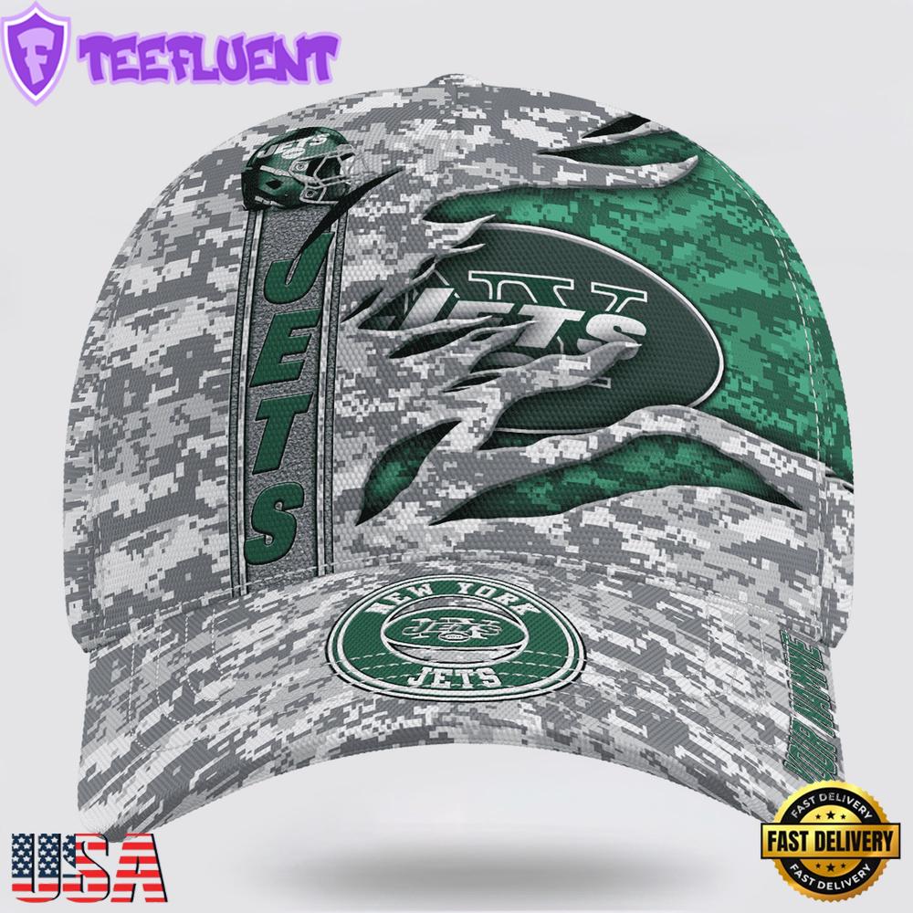 Custom Name NFL Jets Camo US Classic Baseball Cap