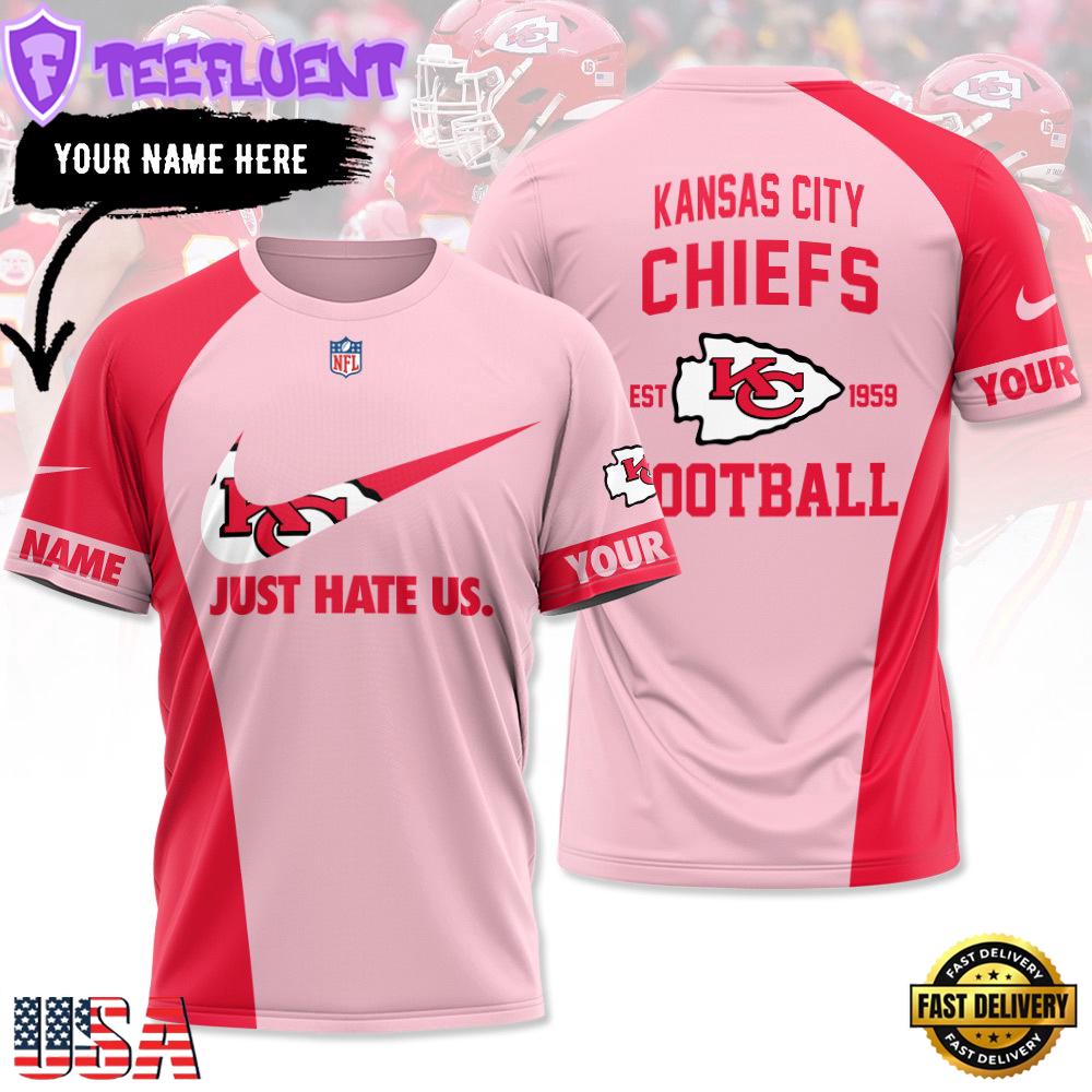 Custom Name NFL Kansas City Chiefs Logo All Over Print T-Shirt For Fans