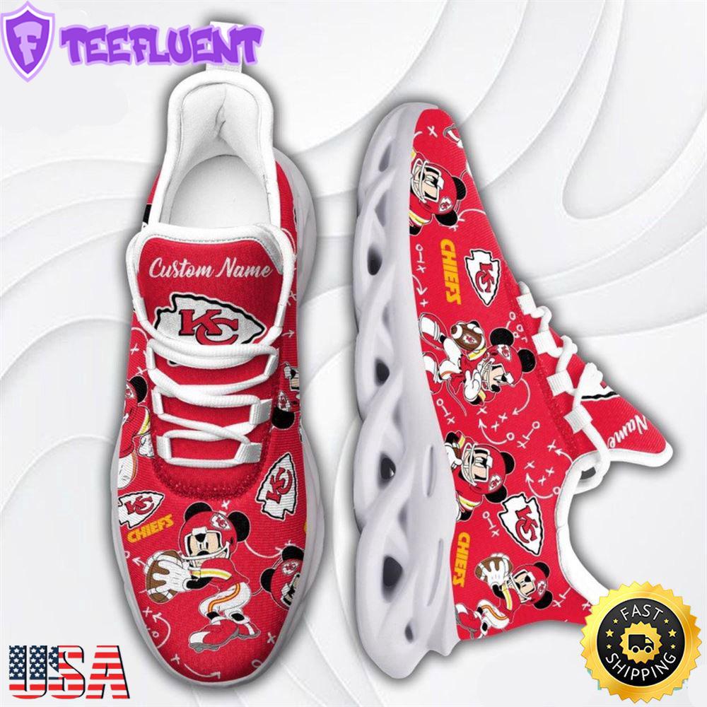 Custom Name NFL Kansas City Chiefs Mickey Mouse Max Soul Shoes