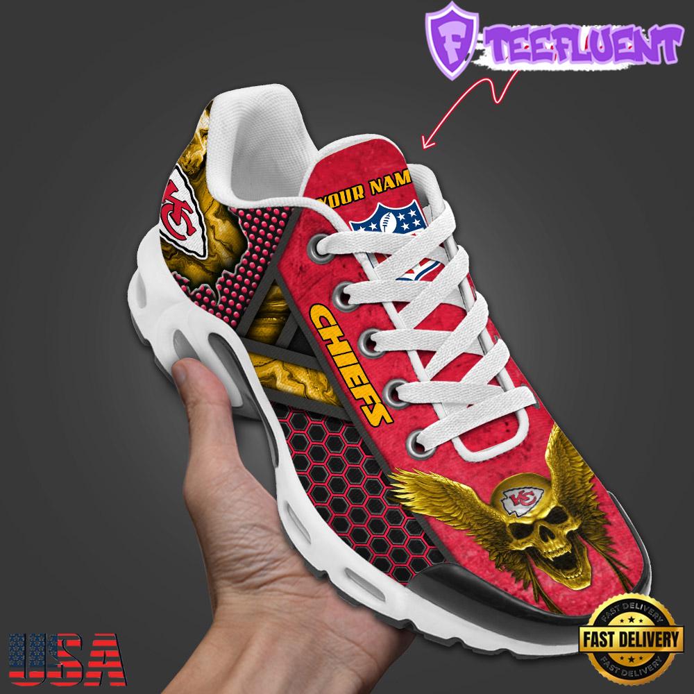 Custom Name NFL Kansas City Chiefs Skull Air Max Plus Shoes