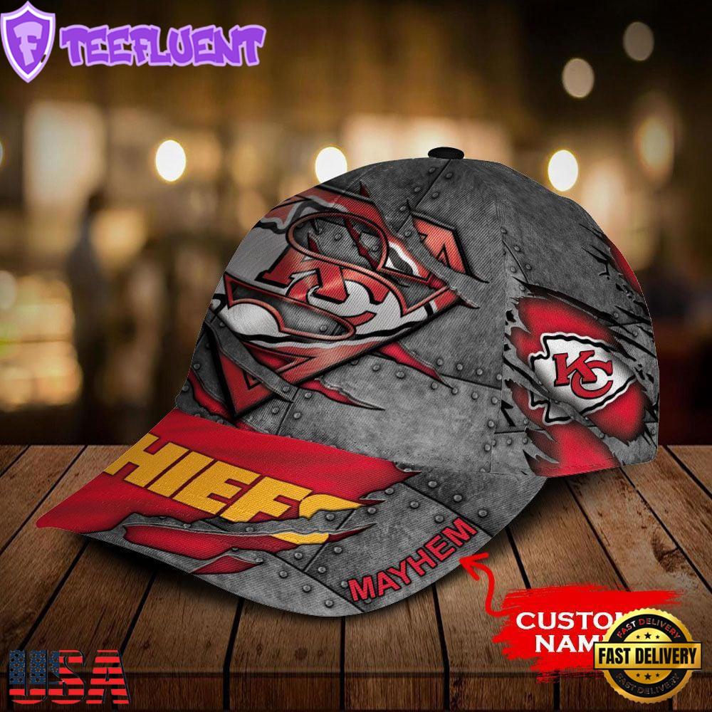 Custom Name NFL Kansas City Chiefs Superman All Over Print 3D Classic Cap