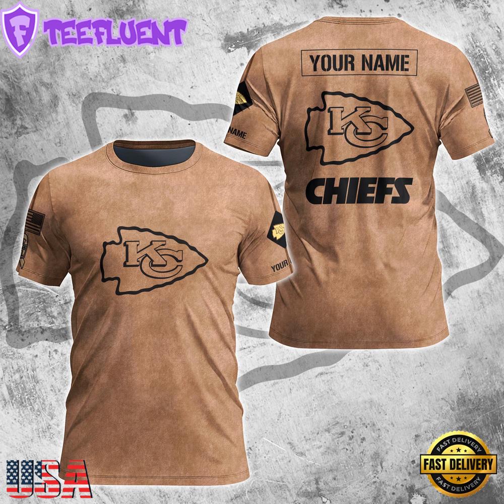 Custom Name NFL Kansas City Chiefs Team Football 3D T-Shirt