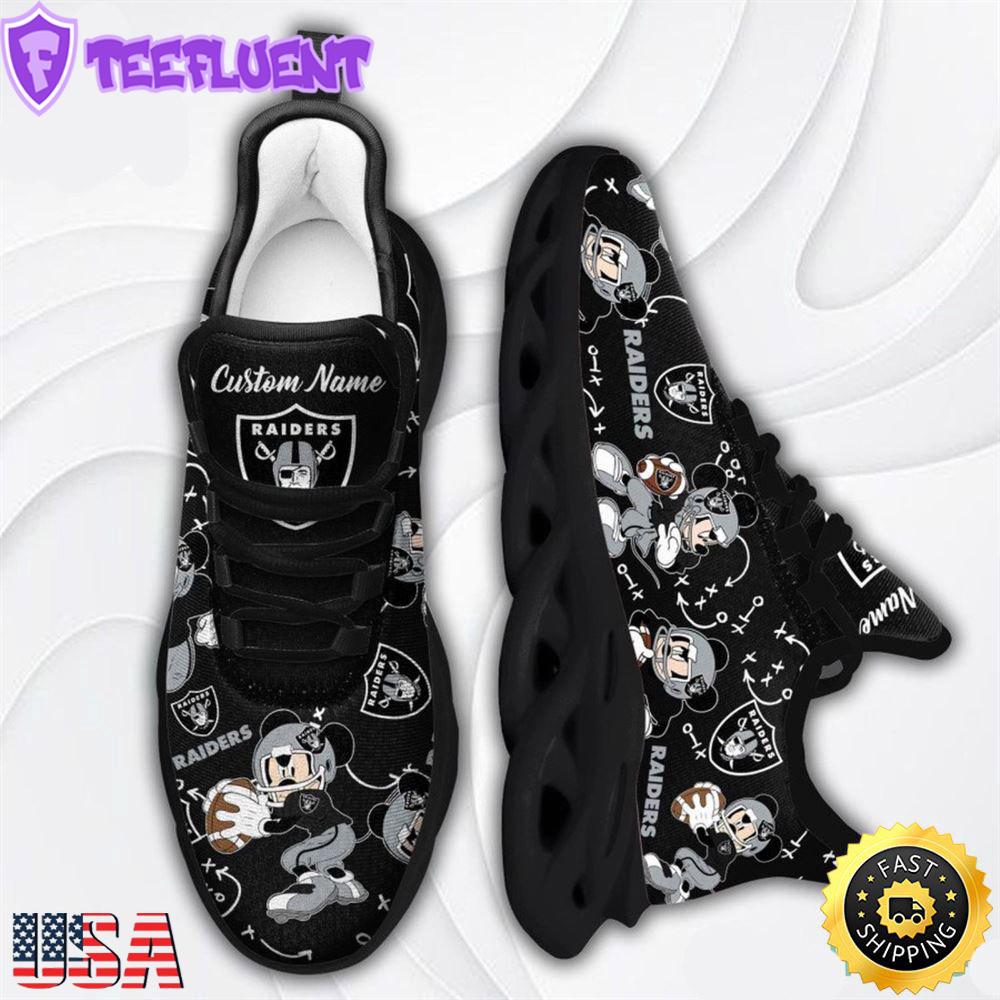 Custom Name NFL Las Vegas Raiders Mickey Mouse Max Soul Shoes