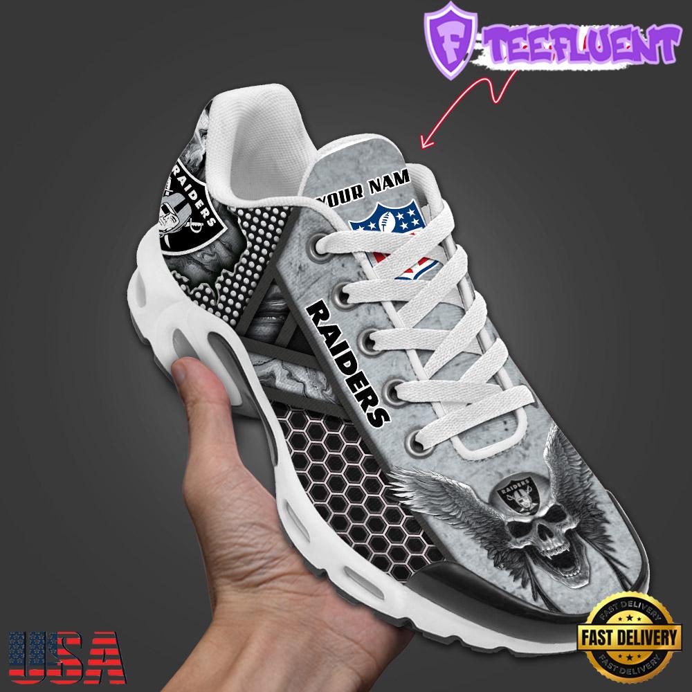 Custom Name NFL Las Vegas Raiders Skull Air Max Plus Shoes