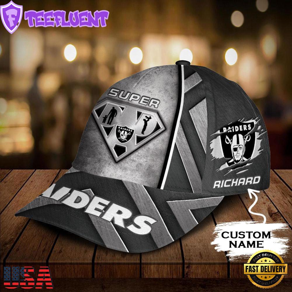 Custom Name NFL Las Vegas Raiders Superman Dad All Over Print 3D Classic Cap