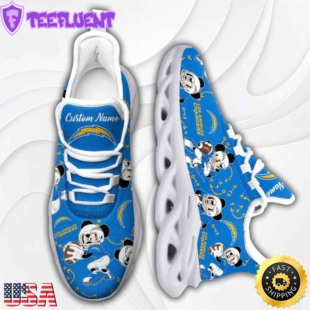 Custom Name NFL Los Angeles Chargers Mickey Mouse Max Soul Shoes
