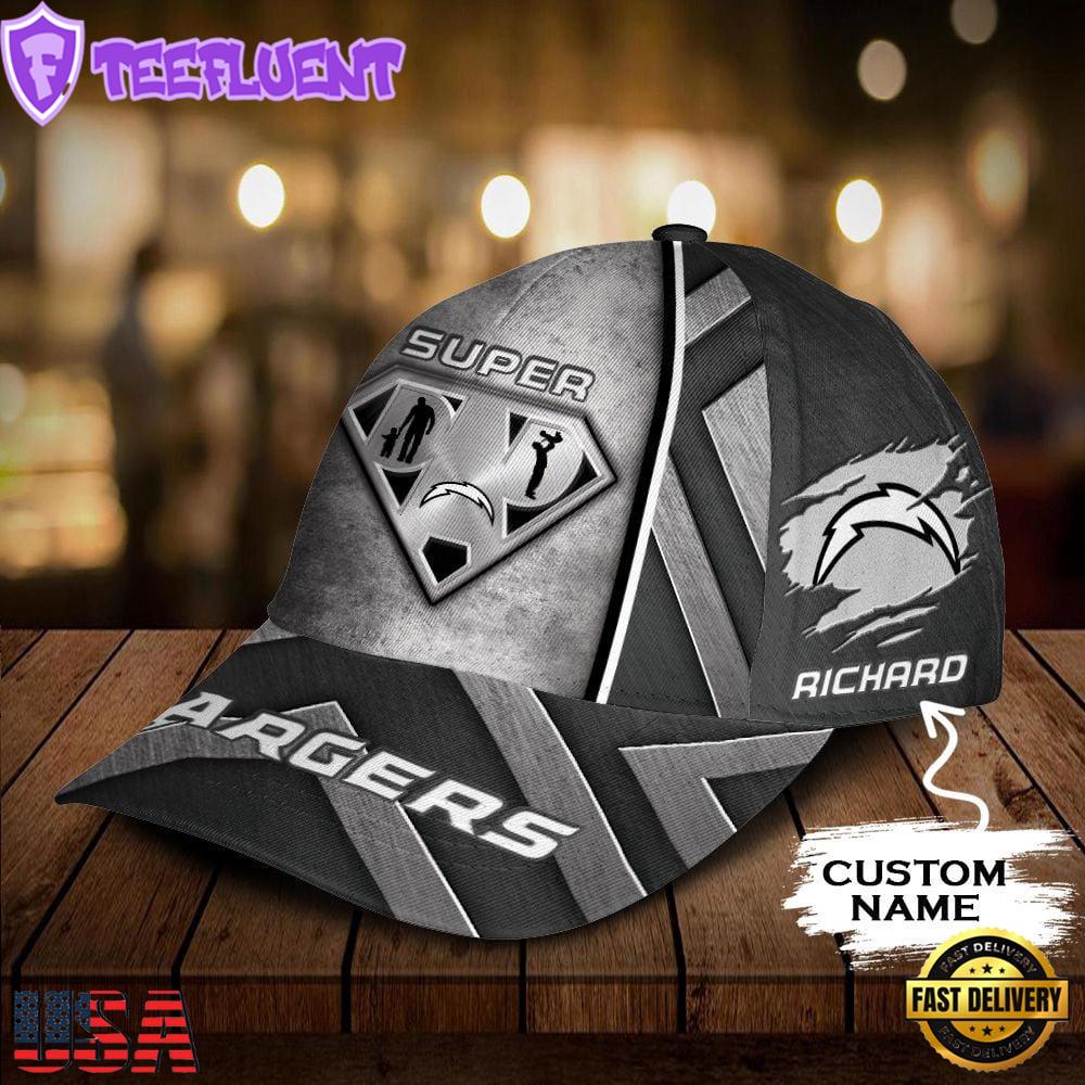 Custom Name NFL Los Angeles Chargers Superman Dad All Over Print 3D Classic Cap