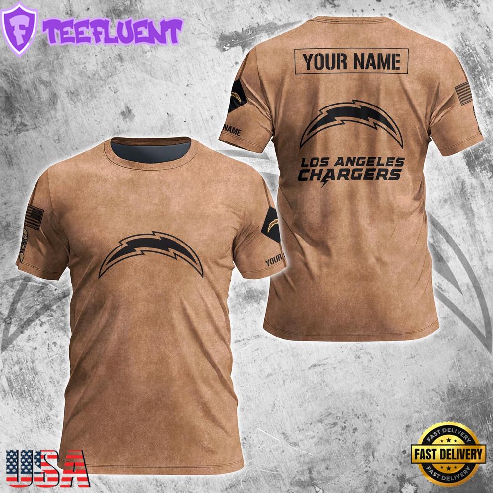 Custom Name NFL Los Angeles Chargers Team Football 3D T-Shirt