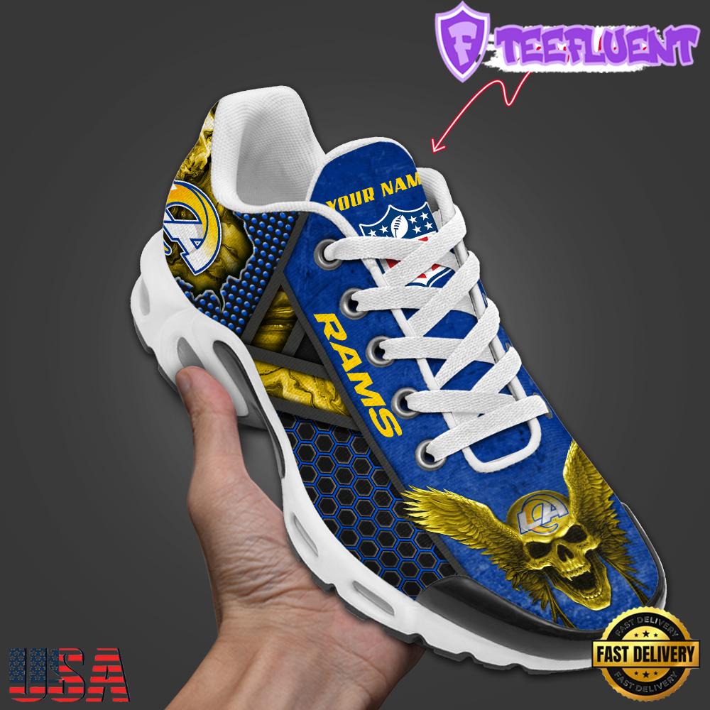 Custom Name NFL Los Angeles Rams Skull Air Max Plus Shoes