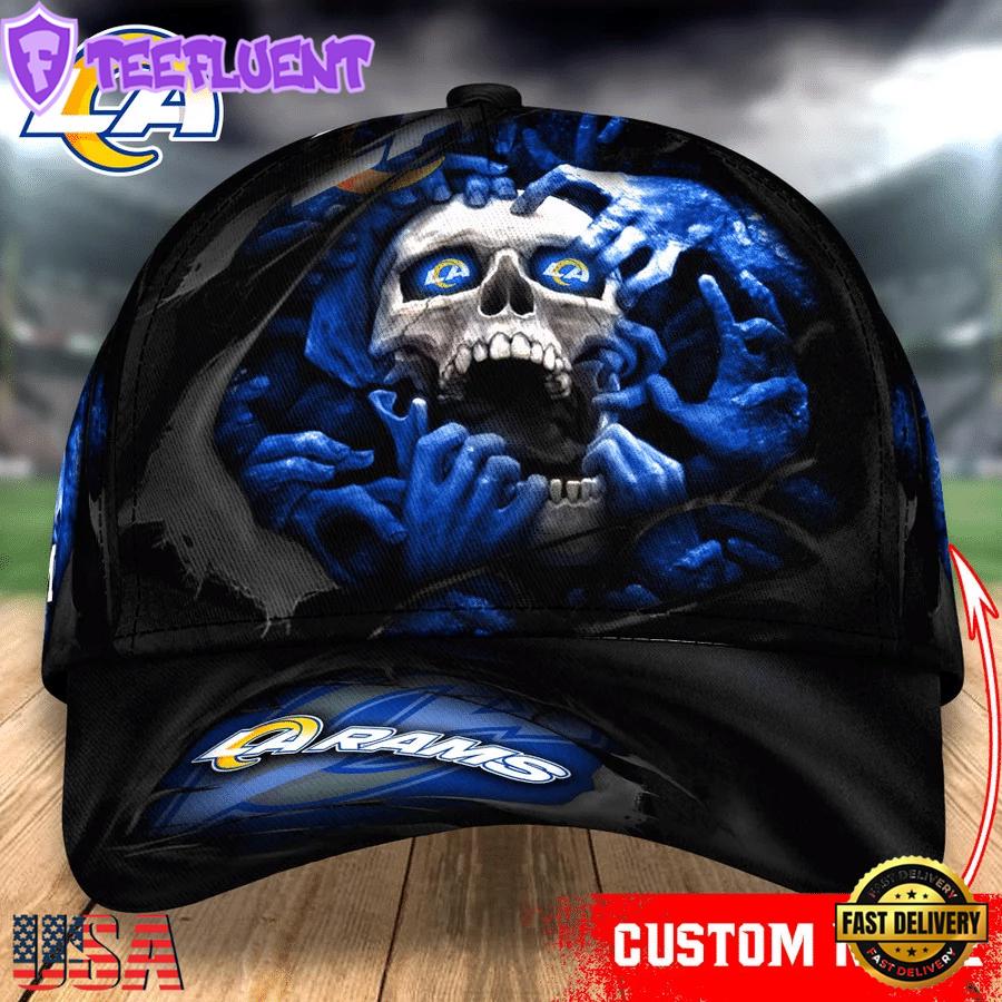 Custom Name NFL Los Angeles Rams Skull Halloween Baseball Cap