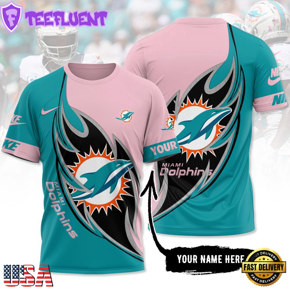 Custom Name NFL Miami Dolphins All Over Print T-Shirt For Fans