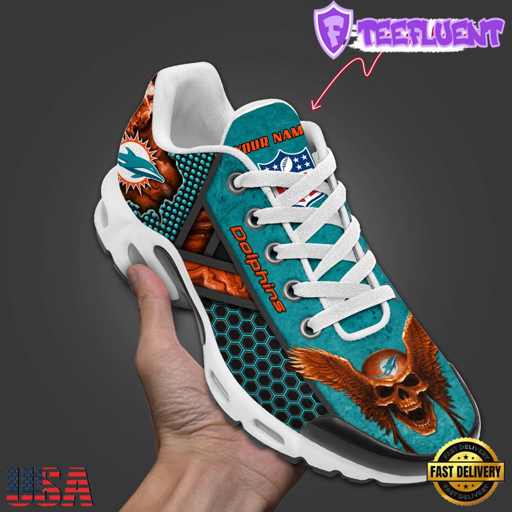 Custom Name NFL Miami Dolphins Skull Air Max Plus Shoes