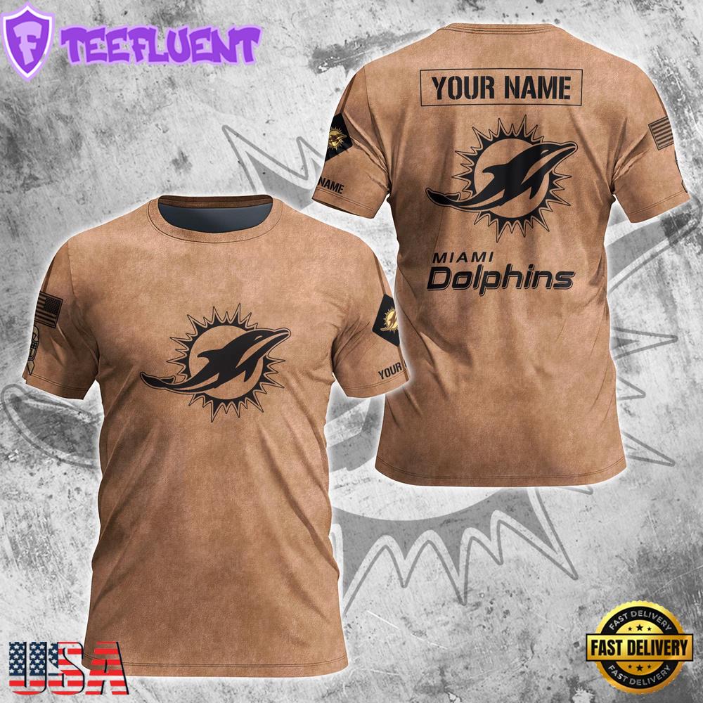 Custom Name NFL Miami Dolphins Team Football 3D T-Shirt