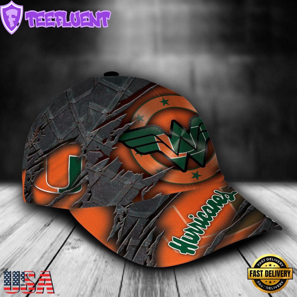 Custom Name NFL Miami Hurricanes Wonder Woman Logo All Over Print - Orange 3D Classic Cap