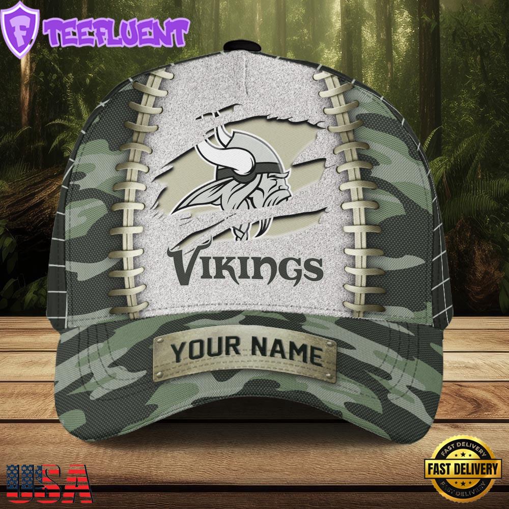 Custom Name NFL Minnesota Vikings Camo Hunting Classic Cap For Fans