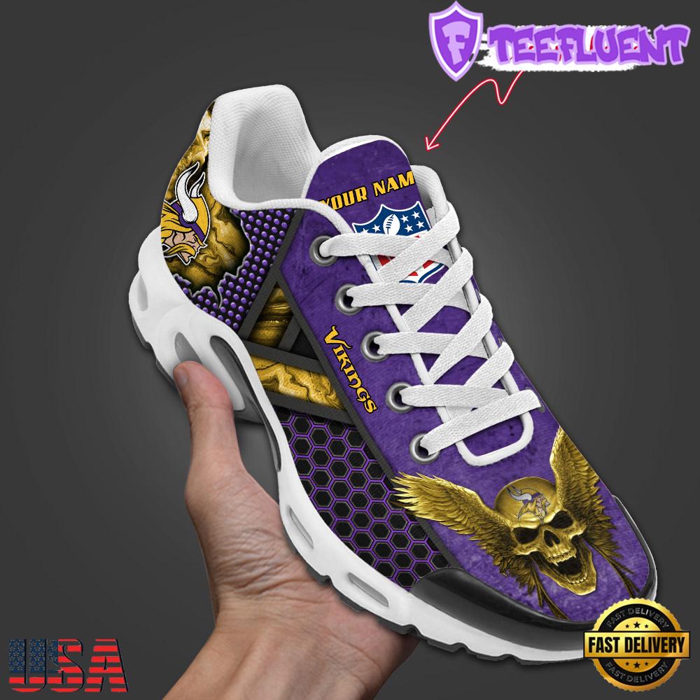 Custom Name NFL Minnesota Vikings Skull Air Max Plus Shoes