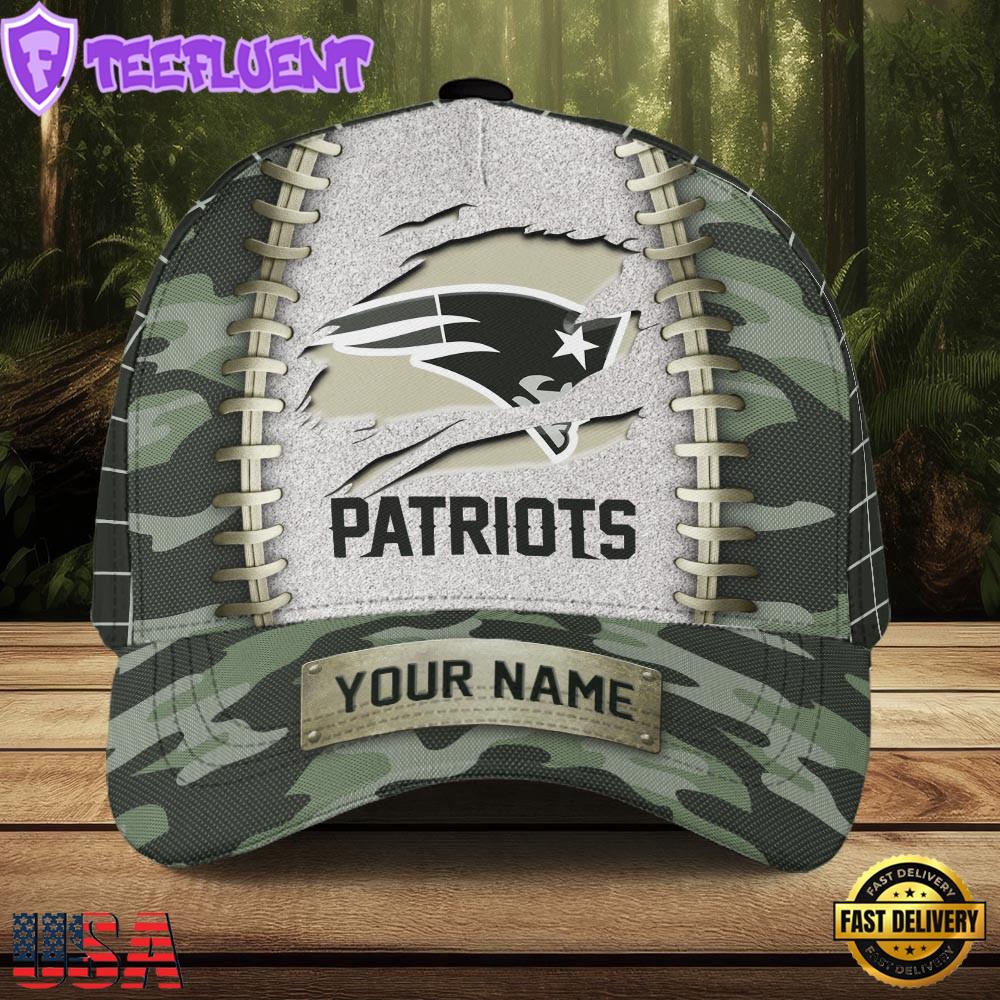 Custom Name NFL New England Patriots Camo Hunting Classic Cap For Fans