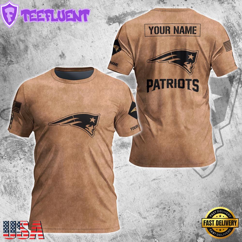 Custom Name NFL New England Patriots Team Football 3D T-Shirt