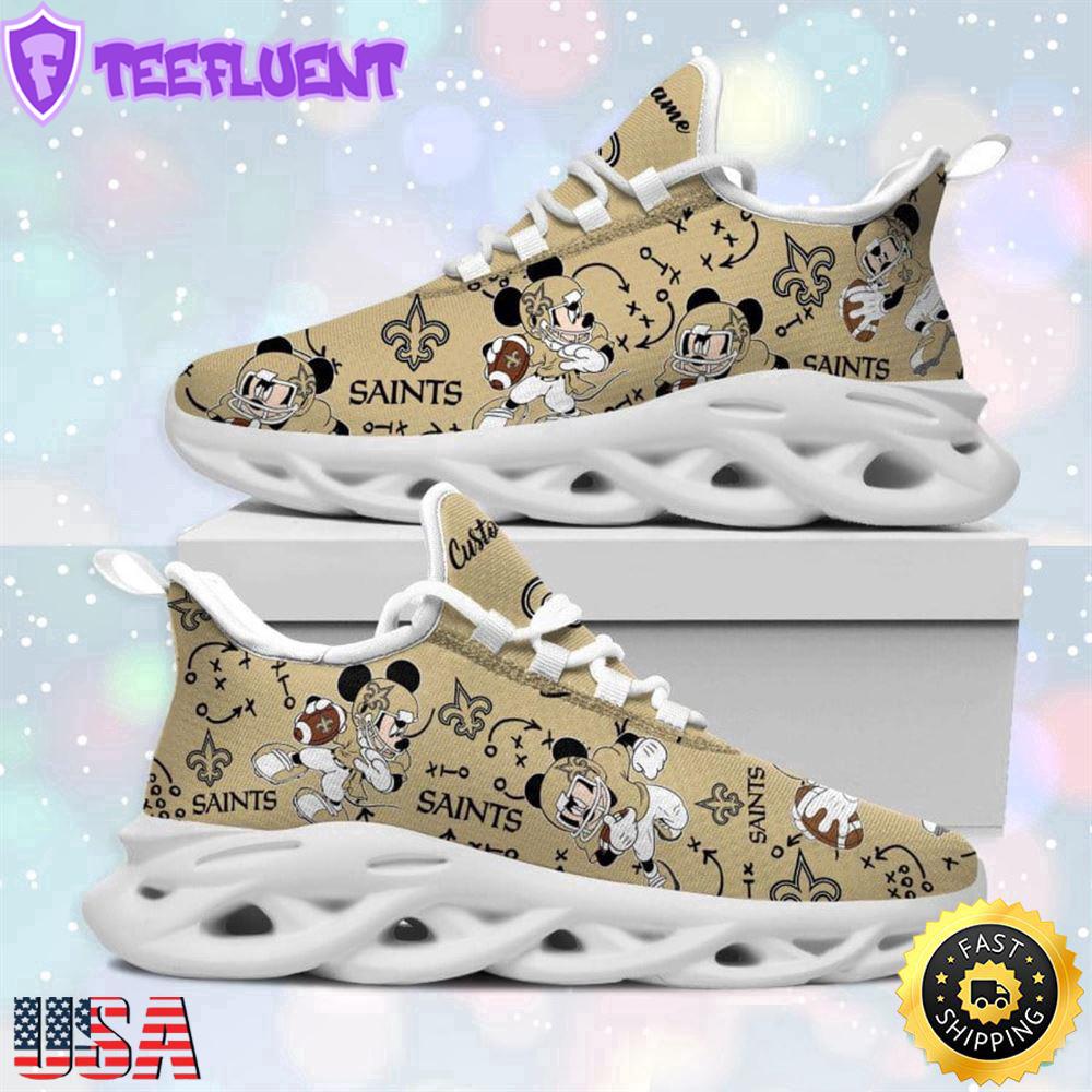 Custom Name NFL New Orleans Saints Mickey Mouse Max Soul Shoes