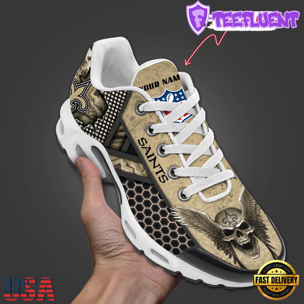 Custom Name NFL New Orleans Saints Skull Air Max Plus Shoes