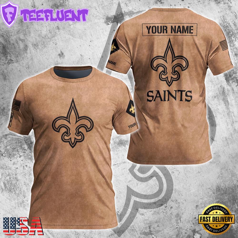 Custom Name NFL New Orleans Saints Team Football 3D T-Shirt