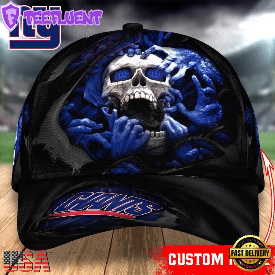 Custom Name NFL New York Giants Skull Halloween Baseball Cap