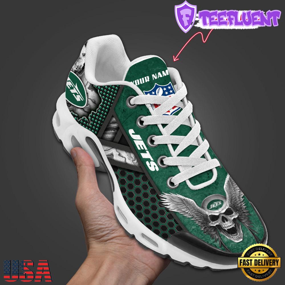 Custom Name NFL New York Jets Skull Air Max Plus Shoes